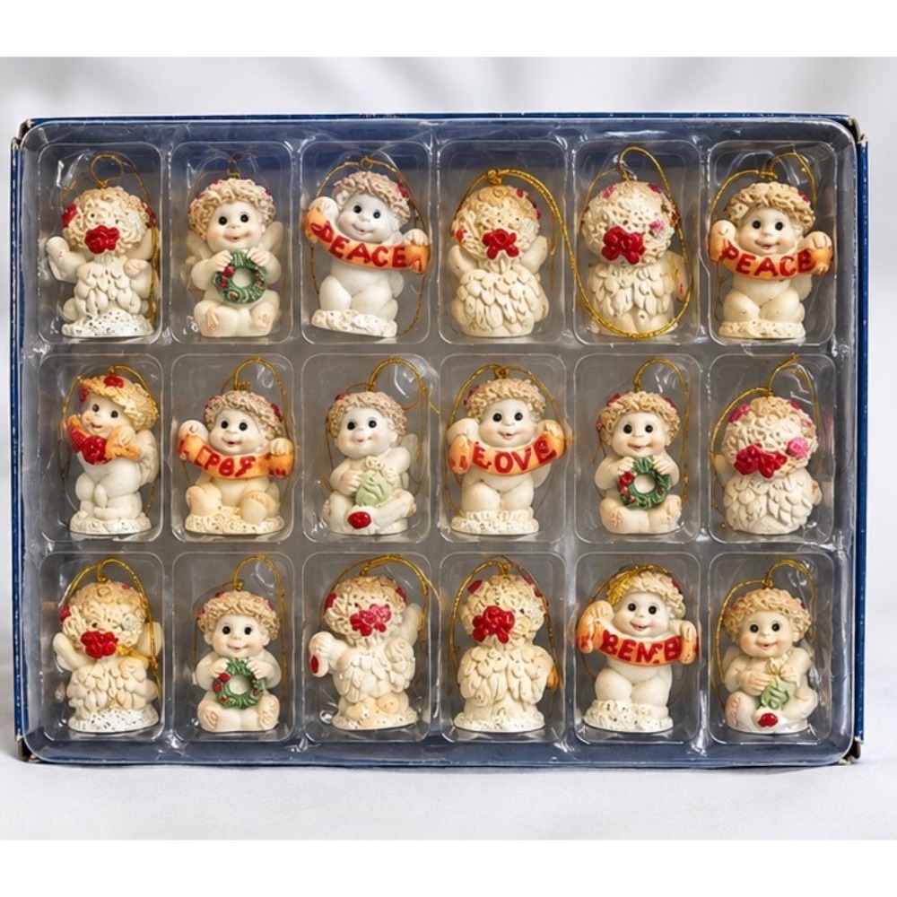Dreamsicles Set of 18 Mini Ornaments Cherubs Angels Peace Love Joy Vintage 1999